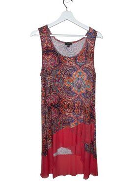 Cupio Coral Pink Flare Sundress Size Medium Sleeveless Boho